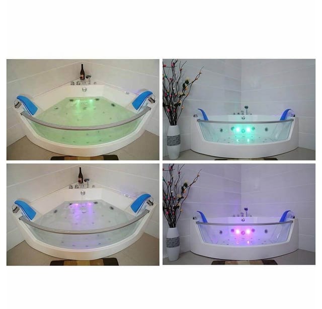 Home Deluxe - Whirlpool Badewanne mit Lichttherapie atlantic l 140 x 140 cm Whirlpool Eckbadewanne Badewanne Wanne