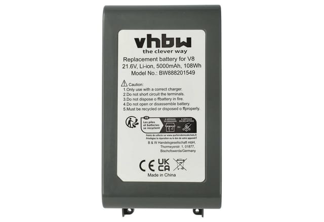 Vhbw - Akku kompatibel mit Dyson SV10, V8, V8 Absolute Cord-Free, V8 Animal, V8 Absolute Staubsauger Grau (5000 mAh, 21,6 v, Li-Ion)