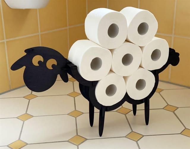 Toilettenpapierhalter Schwarz Holz Schaf wc Rollenhalter Klopapierhalter Freistehend wc Papierhalter Toilettenrollenhalter - Dandibo