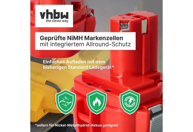 Vhbw - 2x Akku kompatibel mit Makita ML123 Fluorescent Automotive Light, ML124, UB120D, UB120DWA, UB120DWB Elektrowerkzeug (1500mAh NiMH 12V)