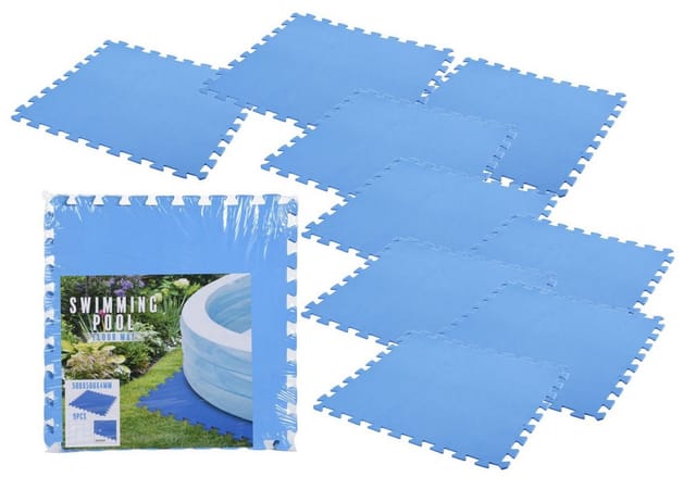Spetebo - Pool Unterlage 50x50 cm in blau - 9 Stück / 2,13 m² - Bodenschutz Matte Unterlegmatte mit Stecksystem - Fitnessmatte Spielmatte