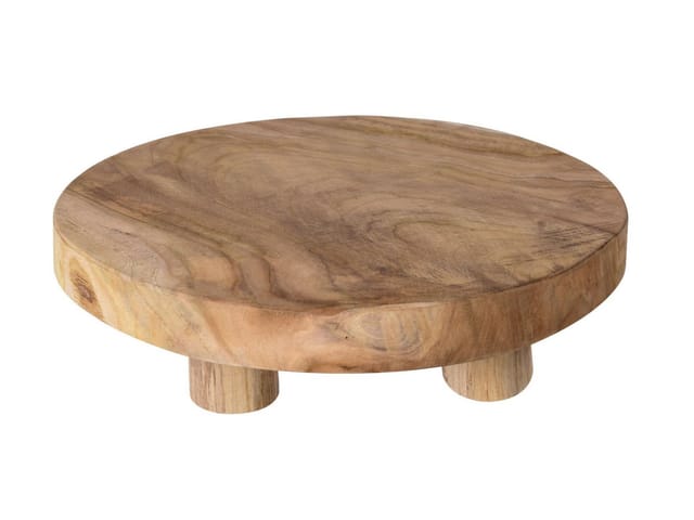 Spetebo - Teak Pflanzenhocker klein - 30 x 7 cm - Holz Deko Hocker Blumenhocker massiv