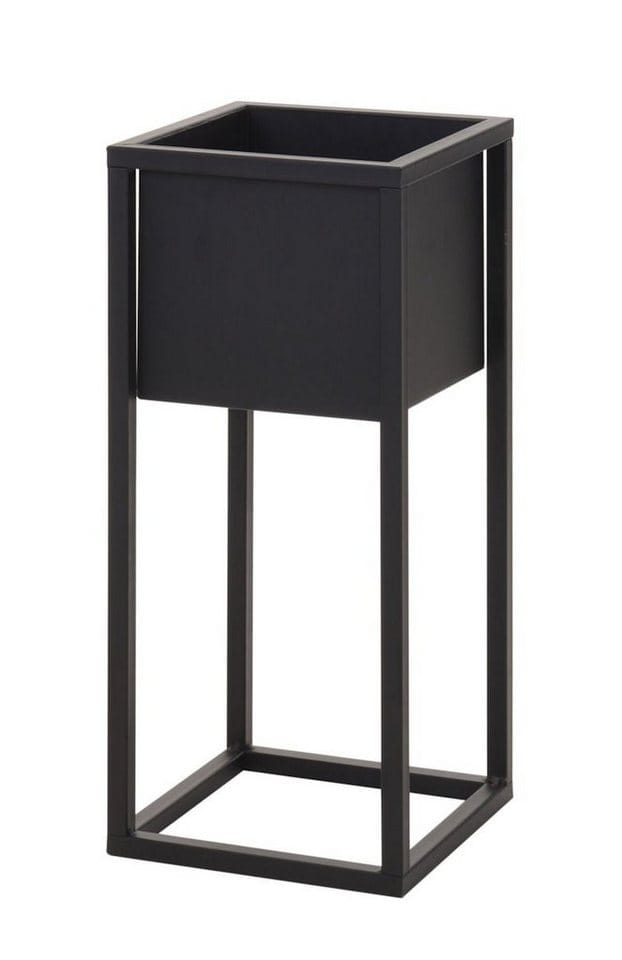 Spetebo - Blumentopf Ständer mit Topf - 50 cm - schwarz - Blumentopf Halter Blumenständer
