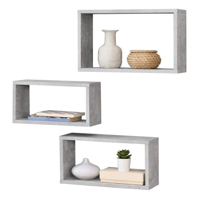 Wandregal Mandal 3er Set Versch. Größen Betonoptik En.casa