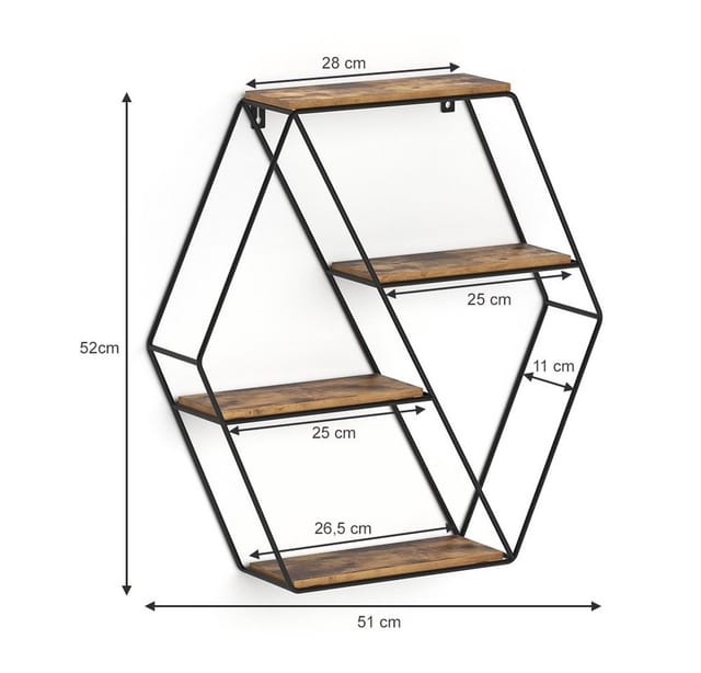 Wandregal Fyrk, Antikholz, 51 x 52 cm Eckform Vicco