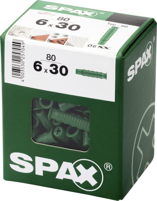 Spax - Typ-SD, Spreizdübel, 6 x 30 mm, 80 Stück - 4100000600307