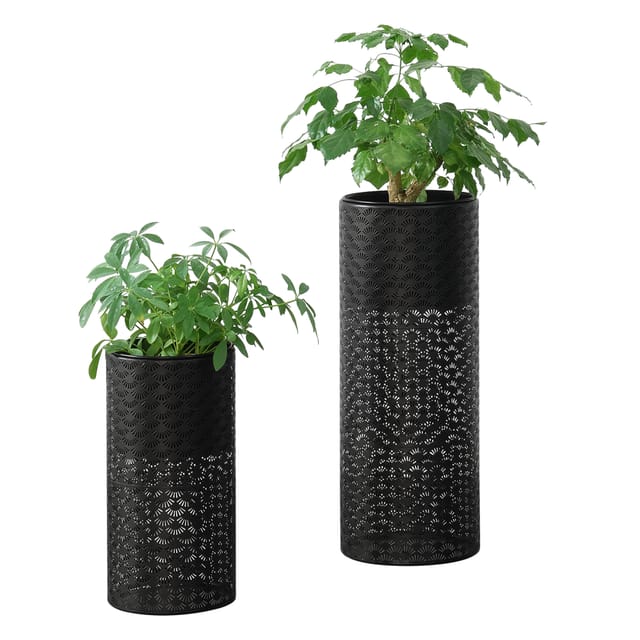 [en.casa] - Blumenständer Virton 2er Set Schwarz En.casa