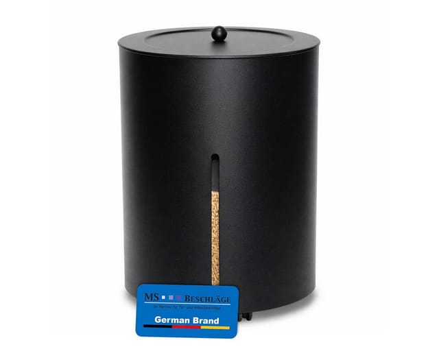 Ms Beschläge - Pelleteimer Pelletbox rund Pelletskorb ø 38cm Metall Holzkorb Schwarz beschichtet