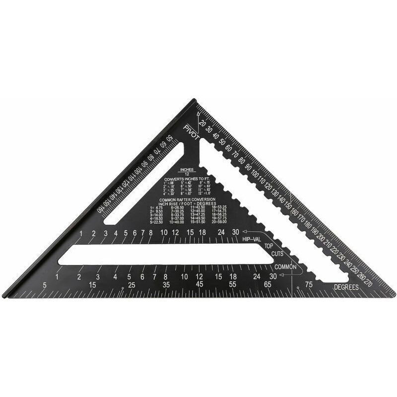 12-zoll-dachwinkel Aus Aluminiumlegierung, Metrisches Dreieckslineal Mit Doppelskala, Dreieckswinkelmesser, Anschlaglehre, Hochpräzises, Gut Ablesbares Anschlagwerkzeug Für Die Holzbearbeitung