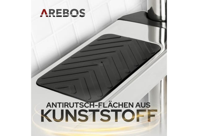 Arebos - Poolleiter Edelstahl Einbau-Leiter Schwimmbad Einstiegsleiter 4 Stufen