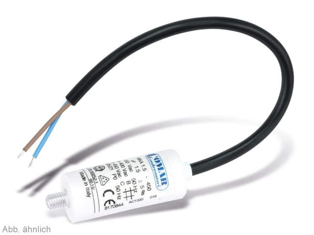 Motorkondensator, 5µF, 450V, 250mm - Comar