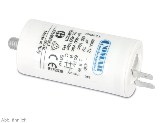 Motorkondensator fs (Flachstecker), 2µF, 450V, 6,3mm - Comar