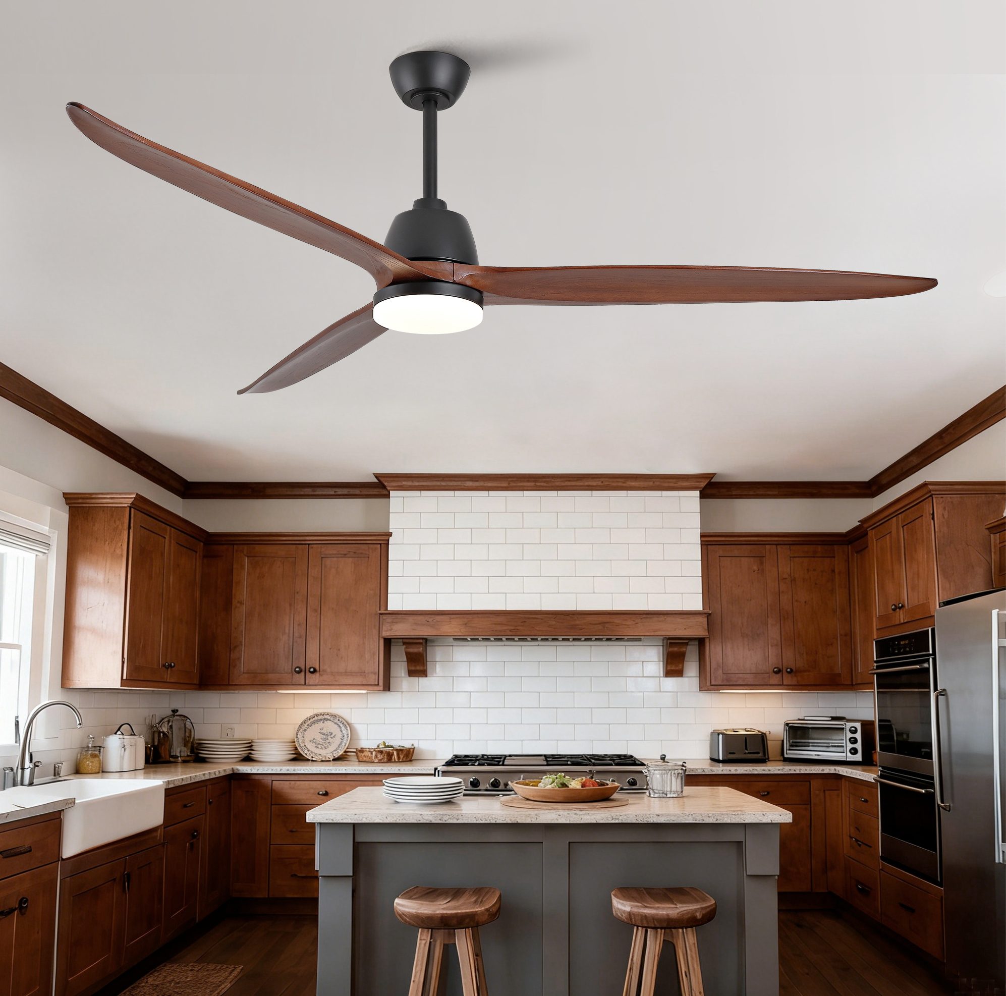 Deckenventilator 72 Zoll Mit Led-licht Und Holzflügeln Okmyhome