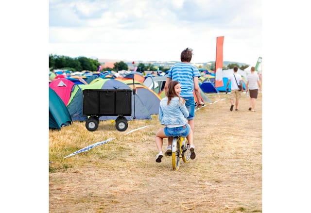 Handwagen, großer Bollerwagen, klappbare Seitenteile, herausnehmbare Plane, Griffe, 500 kg, schwarz-grau - Relaxdays