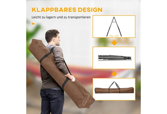 Outsunny Hängemattengestell für Hängematte, Faltbarer 2-in-1 Hängemattenständer, Kleiderständer für Terrasse, Garten, Hof, bis 120 kg Belastbar,