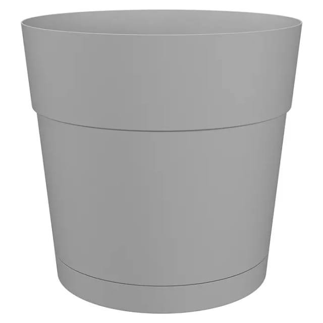 Capri Großer Runder Blumen- Und Pflanzentopf - Kunststoff - Wassertank - Durchmesser 40 Cm - Hellgrau - Artevasi