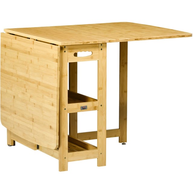 Klappbarer Esstisch Klapptisch für 6 Personen mit Ablagen Küchentisch Esszimmertisch für Kleine Räume, Küche, Esszimmer 149,5 x 80 x 73,5 cm Natur