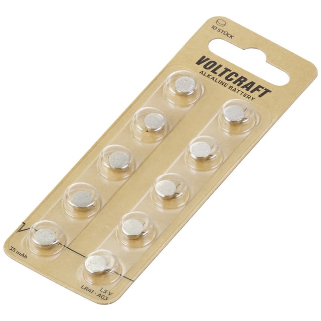 Voltcraft - Knopfzelle lr 41 10 St. 35 mAh Alkali-Mangan AG3