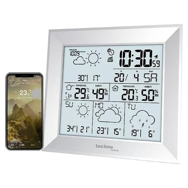 Technoline Wetterstation WD 2000 Direkt Wetter App, weiß tragbare Wetterstation