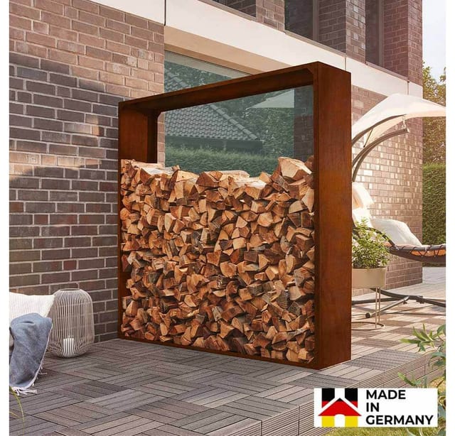 Holzlager aus Stahl nanga - Made in Germany Holzlege Holzablage Kaminholzregal Kaminholzunterstand - Home Deluxe