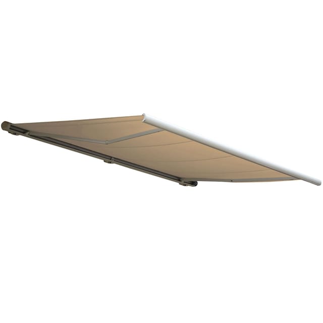 Elektrische Kassettenmarkise HHG 606, Markise Vollkassette 6x3m Polyester creme, Rahmen weiß