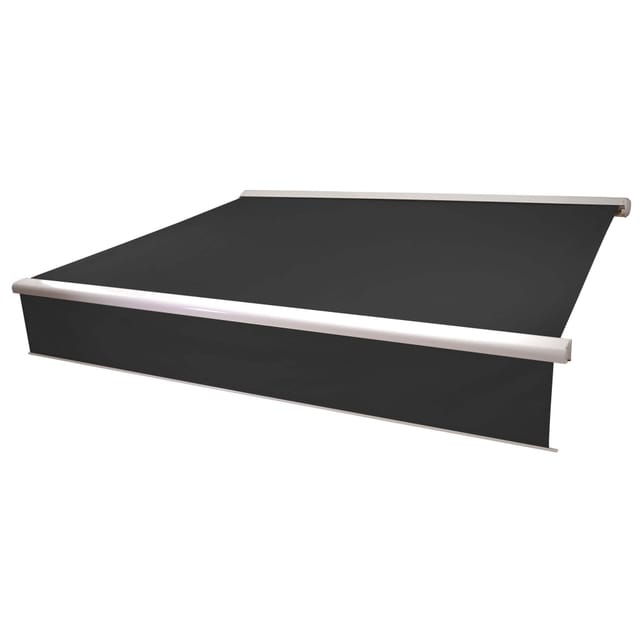 Elektrische Vollkassetten-Markise HHG 606, 5x3m ausfahrbarer Volant Polyester anthrazit