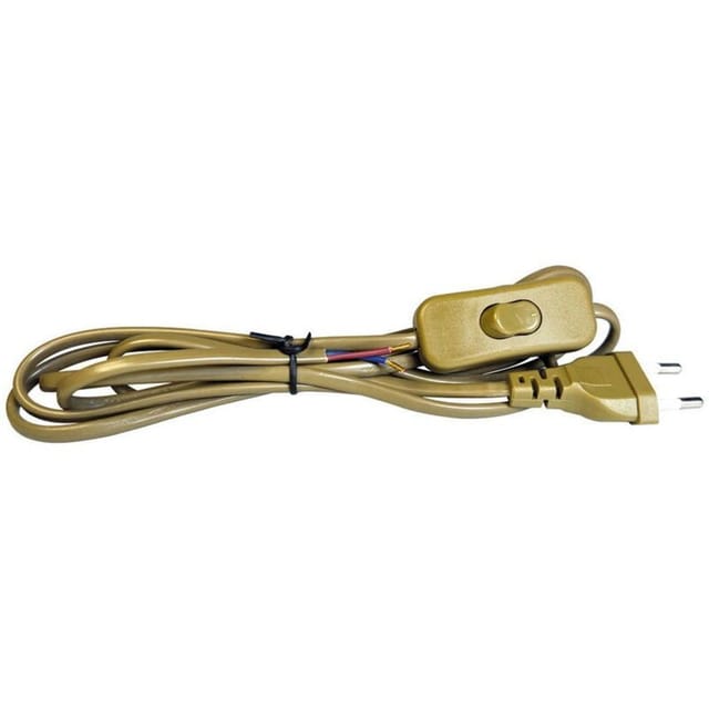 GSC - Flaches Anschlusskabel mit Schalter (2x0,75mm) 1,5M Gold
