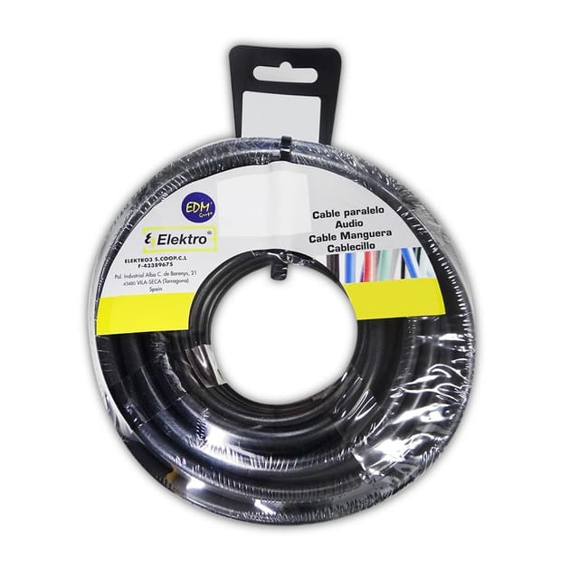 Schwarzer Flachschlauchaufroller 2x1,5mm 15m (Audio)