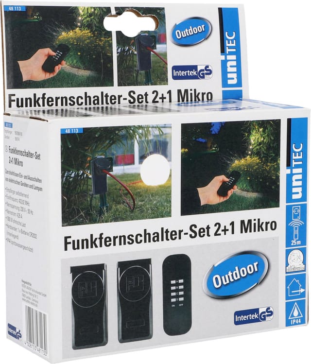 FP - Funkfernschalter-Set Outdoor 2 Steckdosen + 1 Fernbedienung, schwarz Funkschalter