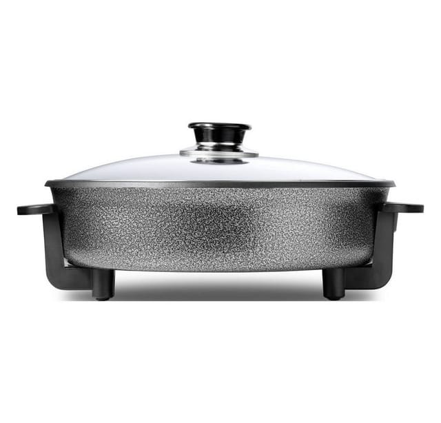 Elektrische Multifunktionspfanne Ø40cm, 3L, 1500Watt, Pizzapfanne mit Glasdeckel