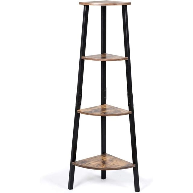 Costway - Eckregal mit 4 Ebenen, Bücherregal, Aufbewahrungsregal für Wohnzimmer, Schlafzimmer, 34 x 34 x 125 cm, Industrie-Design