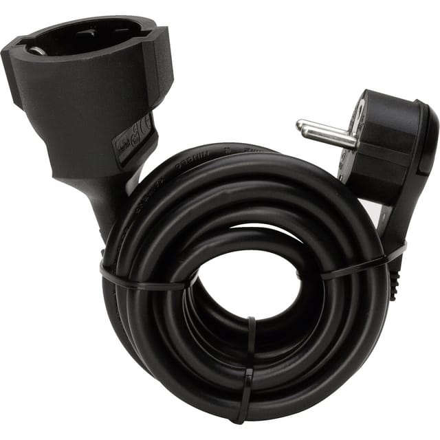 Kopp - 143505080 Strom Verlängerungskabel Schwarz 2.00 m H05VV-F 3G 1,5 mm²