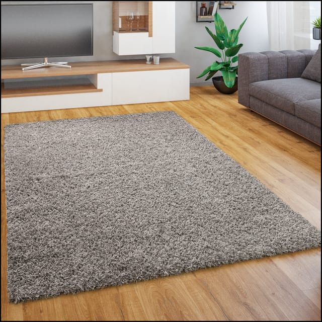 Paco Home - Teppich Wohnzimmer Schlafzimmer Hochflor Shaggy Flokati Einfarbig Weich Modern 60x100 cm, Grau