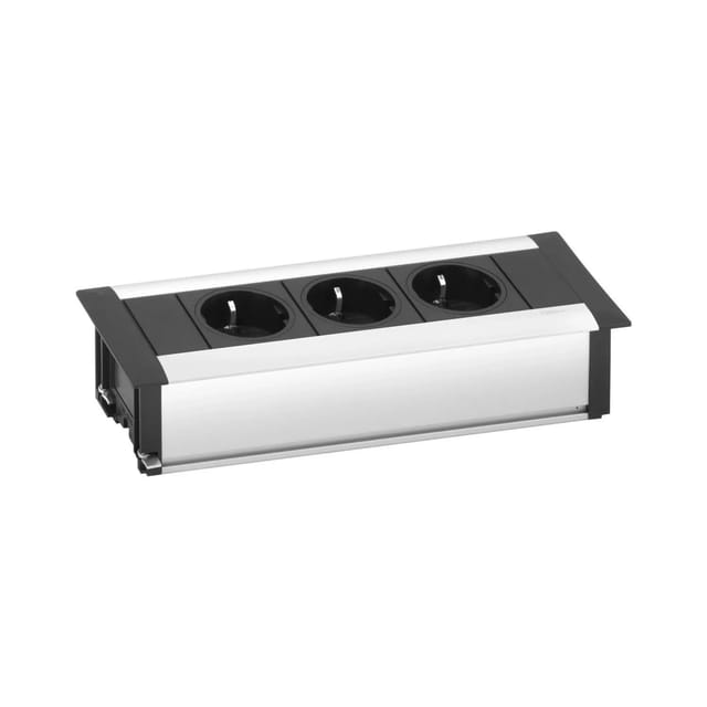 Evoline - Frame-Dock Einbau Steckdosenleiste 3-fach Schukosteckdose Alu