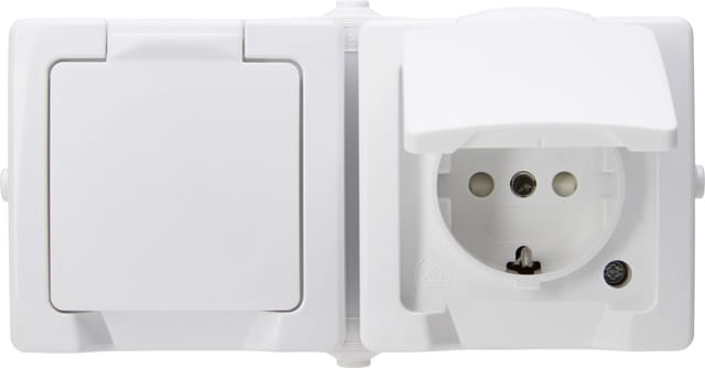 Kopp - nautic – Schutzkontakt-Steckdose, 2-fach, Klappdeckel, arktisweiß - 137002003