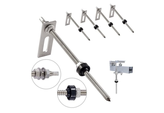 Nuasol - Stockschraube mit Adapterblech M10 x200mm aus Edelstahl - 4er Pack