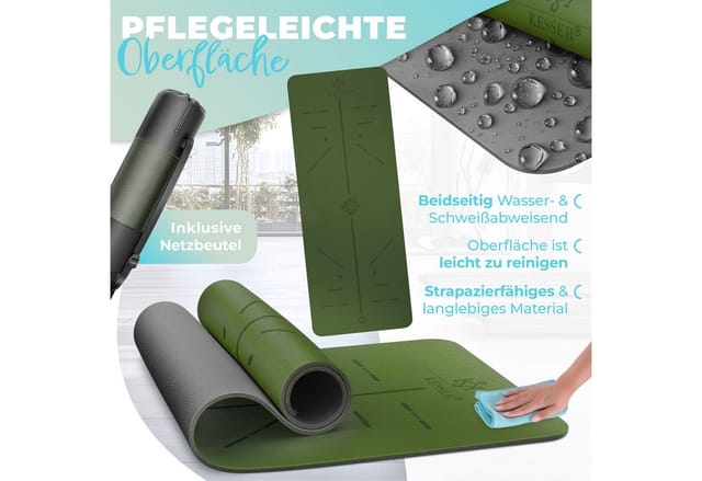 KESSER® Gymnastikmatte mit Tragegurt rutschfest TPE Yogamatte Gepolstert & rutschfest Fitnessmatte , 183 x 61 Trainingsmatte für Fitness Sportmatte, Pilates & Gymnastik Workout extradick