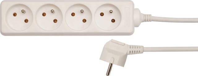 Toya - Elektrisches Verlängerungskabel, weiß, 4 Steckdosen mit Erdung, 3 m 72505 vorel