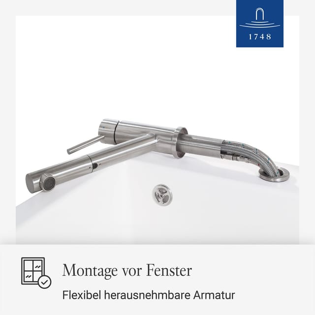 Villeroy und Boch Küchenarmatur Como Window 925800LC 8,6 l/min, umlegbar, ausziehbar, Edelstahl massiv