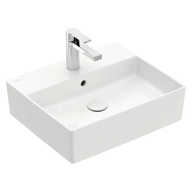 Villeroy&boch - Memento 2.0 - Aufsatzwaschbecken Compact, 50x42 cm, mit Überlauf, mit Hahnloch, CeramicPlus, Alpinweiß 4A0750R1