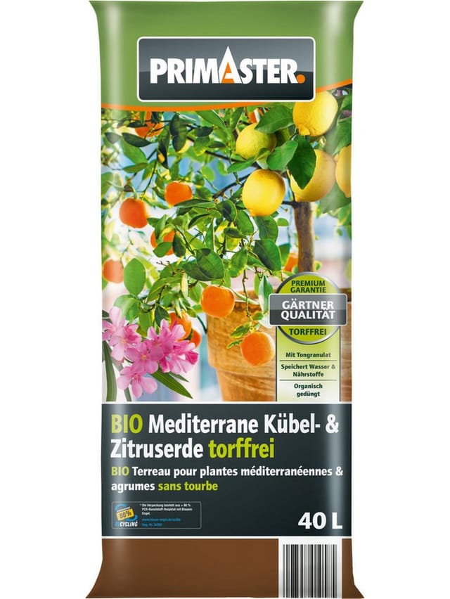 Primaster - Mediterrane Kübel und Zitrus Erde 40 l torffrei Erde