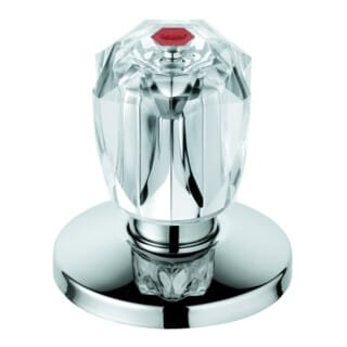 Oberteil, dn 15, für UP-Ventile dn 15, Brillant-Griff, wärmeisoliert, Schubrosette, Markierung Rot, Chrom - Grohe