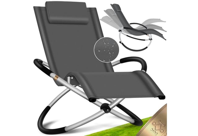 Relaxliege Liegestuhl Gartenliege Gartenstuhl Klappstuhl Faltbar Schwungliege Schaukelsessel Ergonomische Relaxsessel Wetterfest Anthrazit - Kesser
