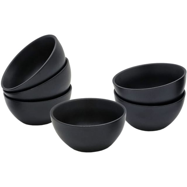Spetebo - Keramik Dip Schale schwarz matt - 6er Set - Snack Saucen Schüssel - Dessertschälchen Servierschale klassisch