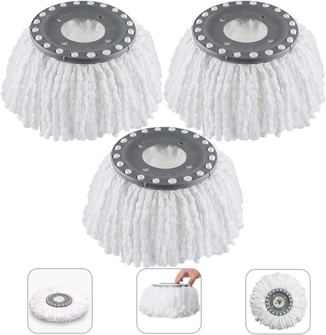 3-teilige Mikrofaser-moppköpfe, Moppköpfe, Runde Ersatz-moppköpfe, 360-grad-rotations-moppköpfe Für Um 360° Drehbare Mopps (durchmesser 16 Cm)