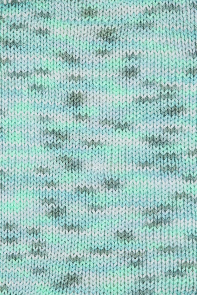 Gründl - Wolle Cotton Quick print 50 g mint-blau-weiß-grau-mix color Handarbeit