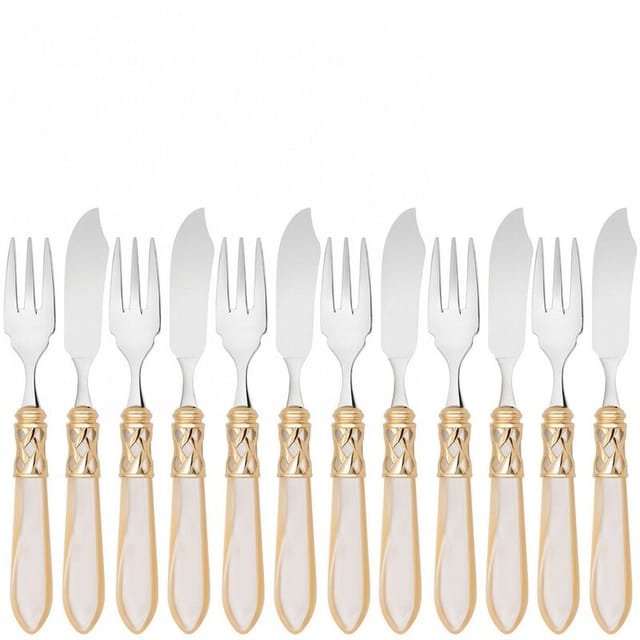 ALADDIN Ghiera Dorata, Posate Pesce Set 12 pz, Casa Bugatti