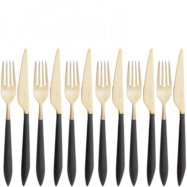 ARES, Posate Gold Finish Set Frucht 12 Stück, Box Gallery, Casa