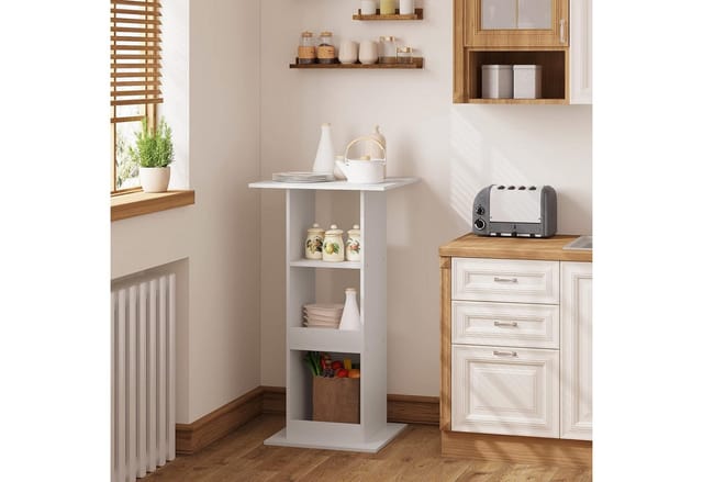 Bartisch Bistrotisch Stehtisch Küchentisch Tresentisch Thekentisch, Eckiger Tisch Mit 3 Regalfächern, Für Bar Küche Wohnzimmer, Aus Holzwerkstoff, Tischhöhe 112 Cm, Schwarz - Woltu
