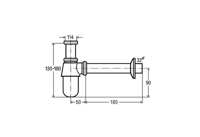 Viega - Flaschen Geruchverschluss Siphon 1 1/4 Zoll x 32mm Modell 5753, chrom